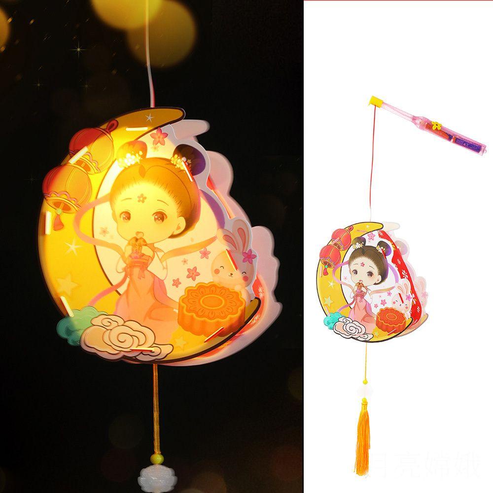 YIYU 1 Lồng Đèn Hình Thỏ Mặt Trăng Hoạt Hình Thủ Công DIY Trang Trí Lễ Hội