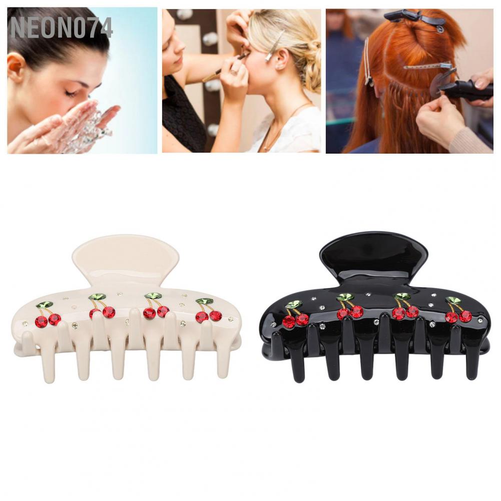 Neon074 Neon074 Cherry Pattern Phụ nữ Girls Acetate Thời trang Rhinestone Kẹp tóc kiện cho cuộc sống hàng ngày Hẹn hò