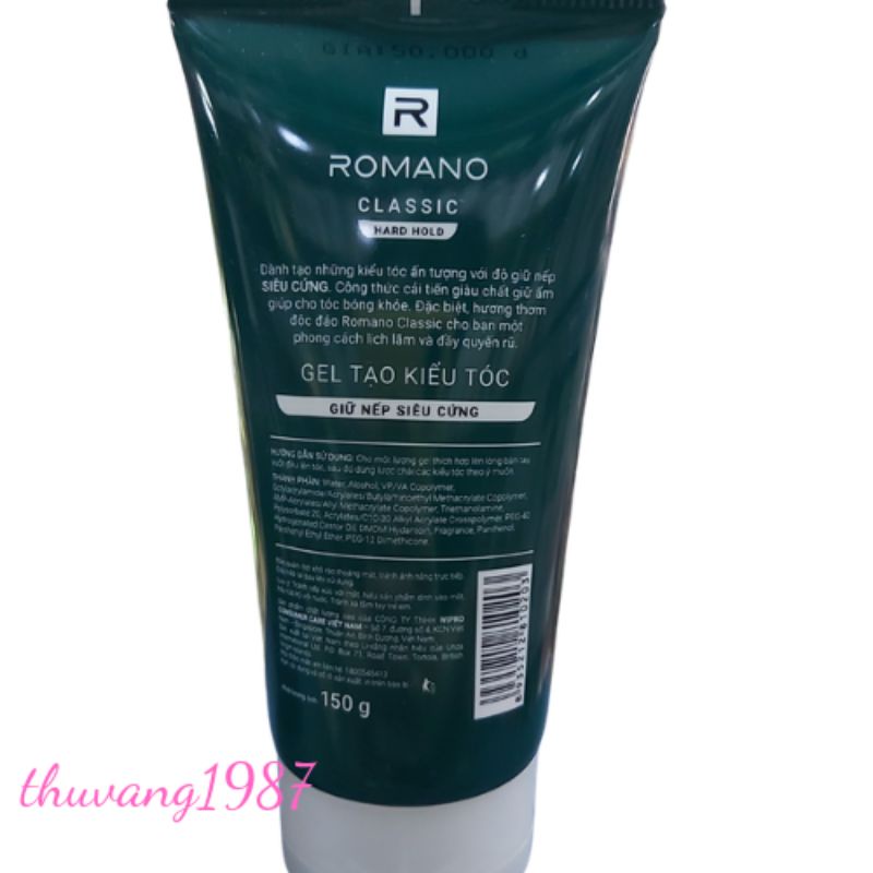 Gel tạo kiểu tóc ROMANO classic 150g