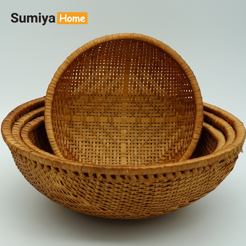 Rổ tre hun khói hình tròn, nguyên liệu tự nhiên