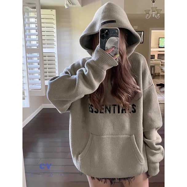 Áo hoodie len mũ dáng dài