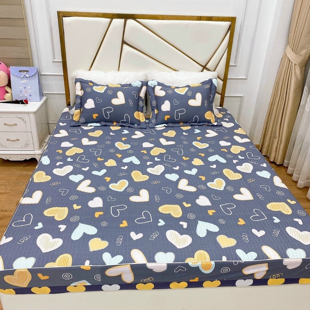 Bộ ga giường cotton 100% hàn quốc set ga + 2 vỏ gối mềm mát, thấm hút mồ hôi tốt đủ mọi cỡ nệm
