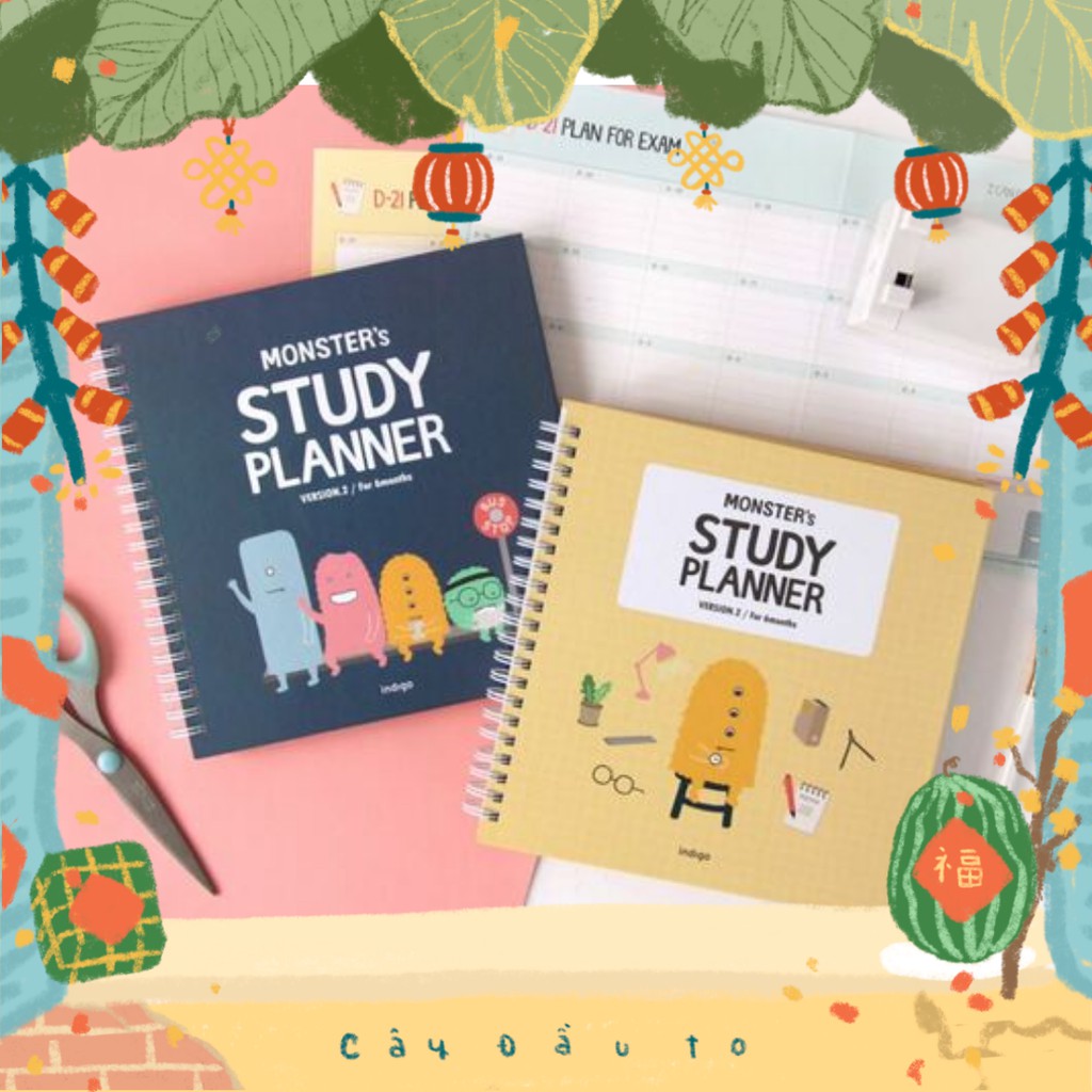 [Tặng Kèm Poster] Sổ Lập Kế Hoạch Monster Study Indigo Planner Hàn Quốc