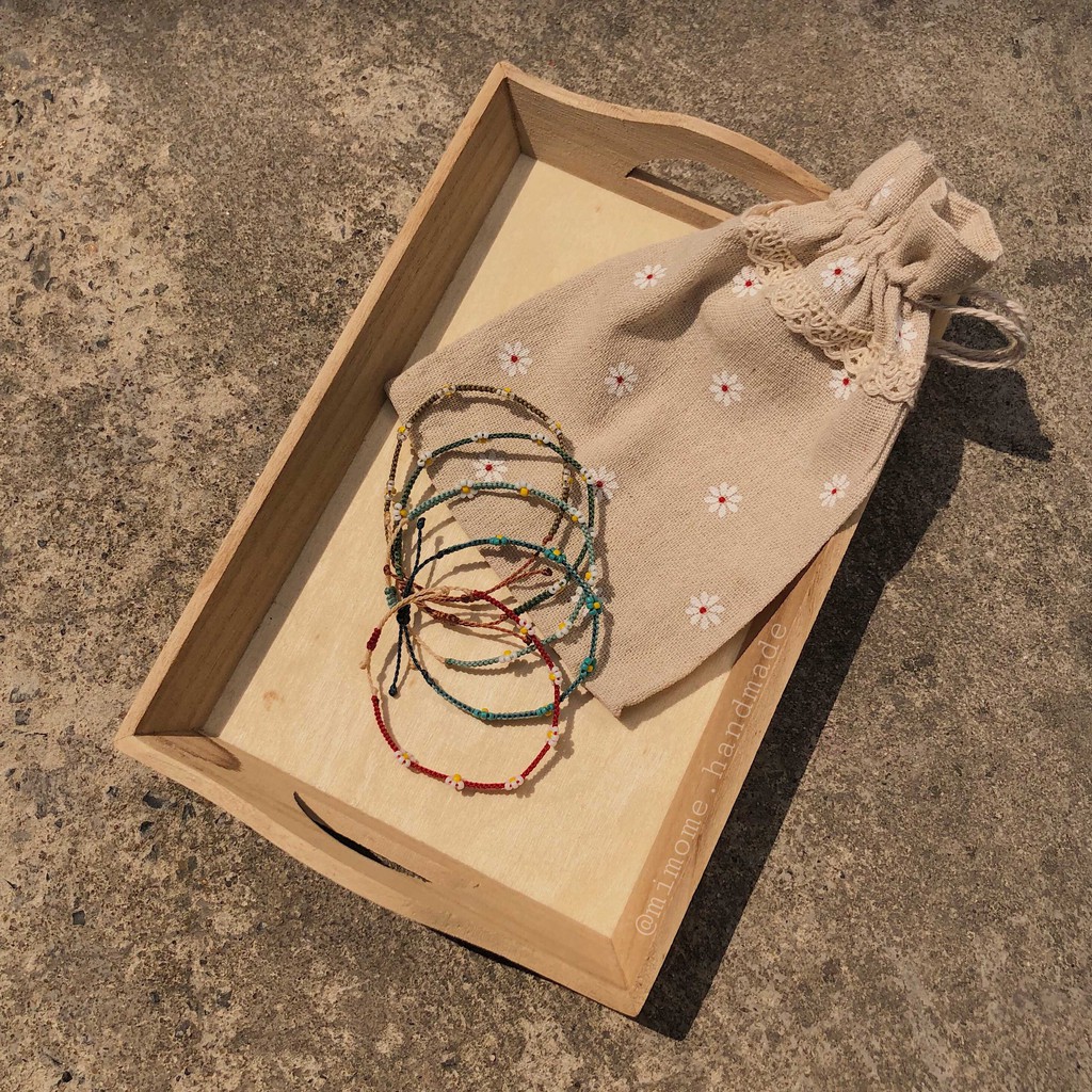 Vòng daisy miyuki phối hạt hoa trắng đục ( chọn màu)