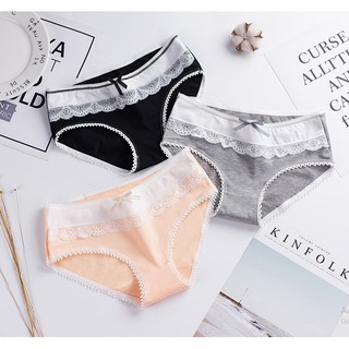 Quần Lót Cotton Tăm Viền Ren xuất Nhật TX099