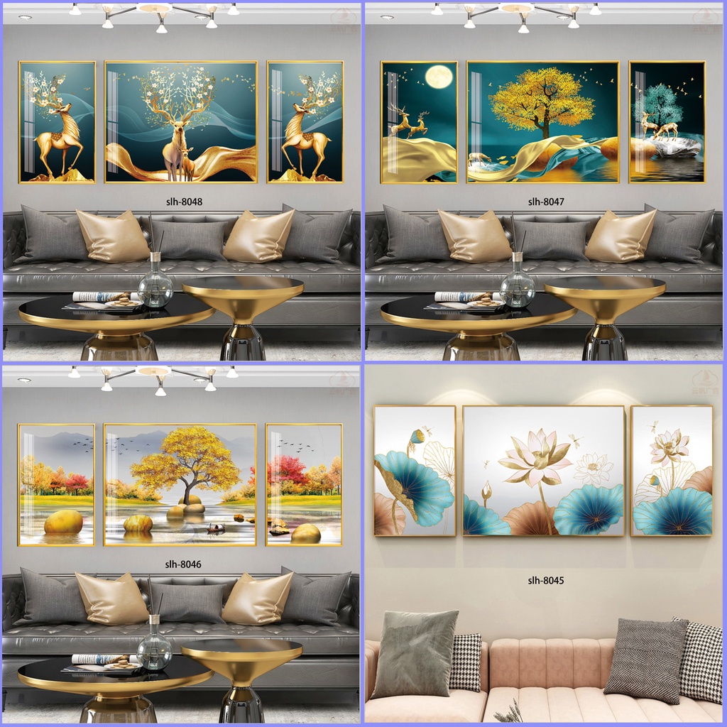 Tranh canvas hiện đại treo phòng khách - Tranh bộ 3 những chú hươu trong thiên nhiên tuyệt đẹp