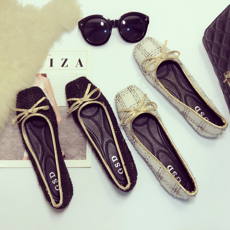 Giày Búp Bê Nữ Mũi Vuông Đính Nơ Xinh Xắn | BigBuy360 - bigbuy360.vn