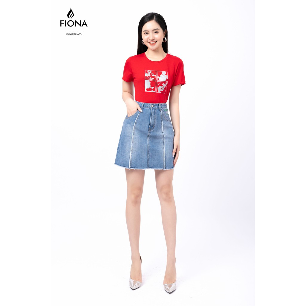 Áo thun nữ, cổ tròn dáng suông in nhũ họa tiết Mickey - F521166 [FIONA]