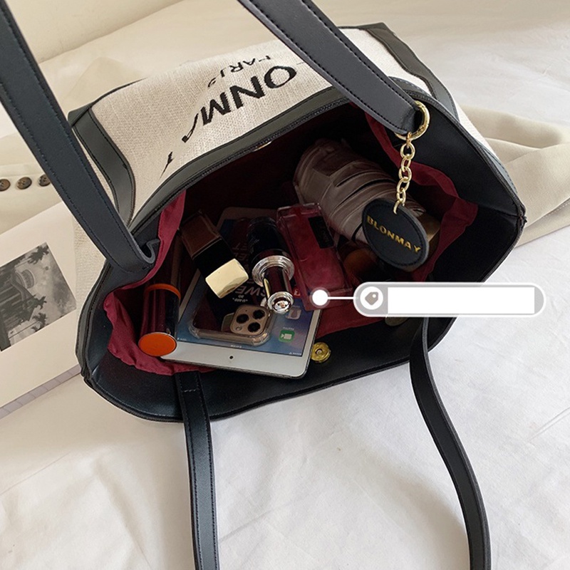 Túi đeo vai IELGY vải canvas cỡ lớn in chữ màu sắc thời trang cho nữ