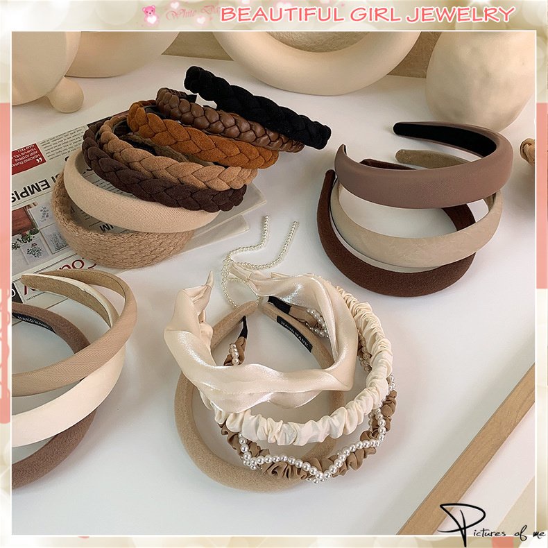 Băng Đô Cài Tóc Màu Cà Phê Trà Sữa Đính Ngọc Trai Đơn Giản Phong Cách Hàn Quốc Cho Nữ