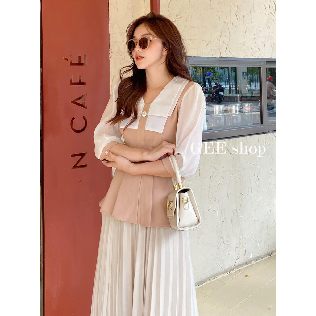 [Design by Gee] Áo peplum cổ vuông vải tuýt si hàn | BigBuy360 - bigbuy360.vn