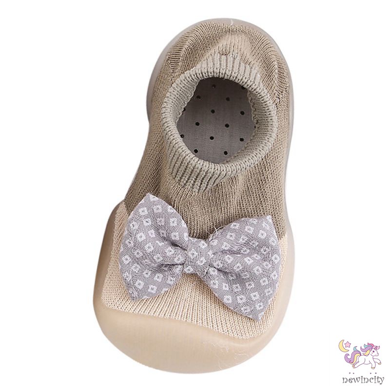 Giày Đế Mềm Đính Nơ Chống Trượt Cho Bé Tập Đi
