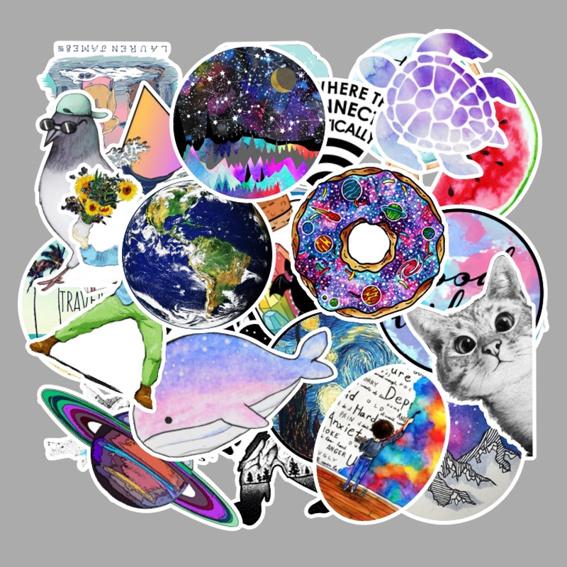 Set 50 / 53 / 103 Miếng Dán Trang Trí Tủ Lạnh / Laptop Chống Thấm Nước