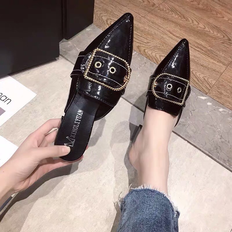 Giày Sục nữ khóa mũi nhọn gót 3cm mẫu mới nhất [HOT TREND]