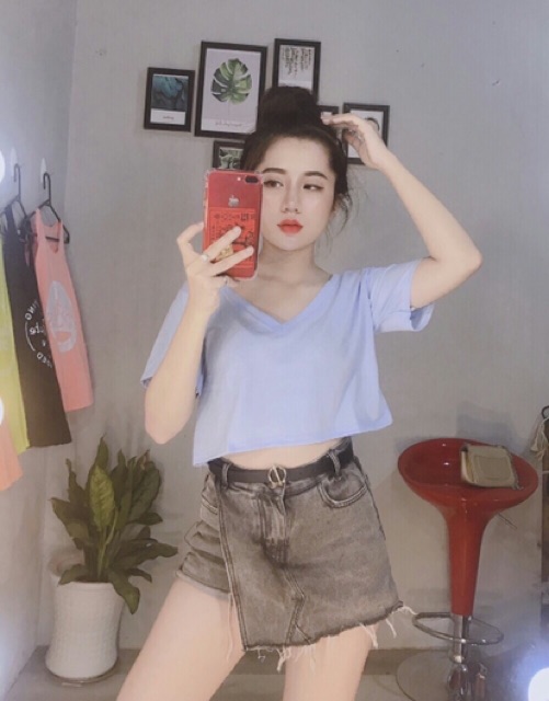 ÁO THUN CROPTOP FULL MÀU (2 loại: cổ tròn và cổ tim)