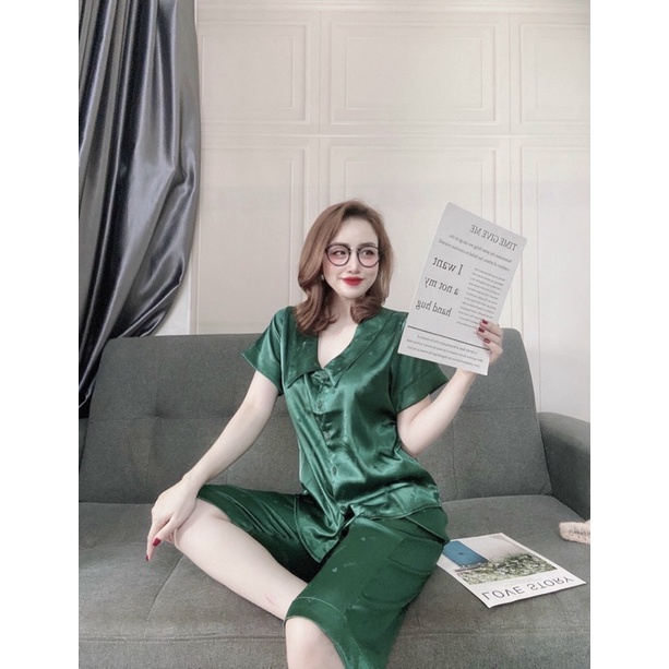 Bộ Pijama lửng lụa gấm cao cấp