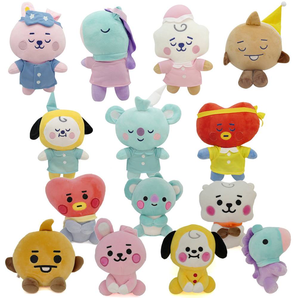 Gối ôm Gấu bông cho bé chó bông cosplay vải dãn 4 chiều cao cấp 2022 New KPOP BTS BT21 Cartoon plush soft stuffed Collection toys Children Christmas gift CHIMMY COOKY KOYA MANG RJ SHOOKY TATA