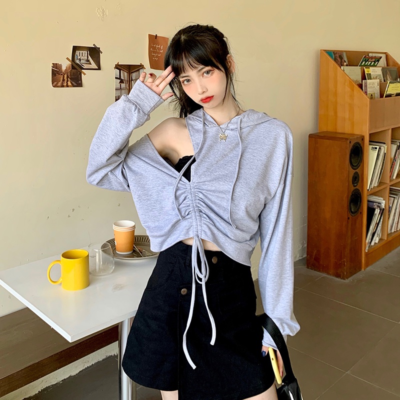 Áo thun tay dài cổ chữ V dáng rộng thời trang mùa thu phong cách Hàn Quốc cho nữ