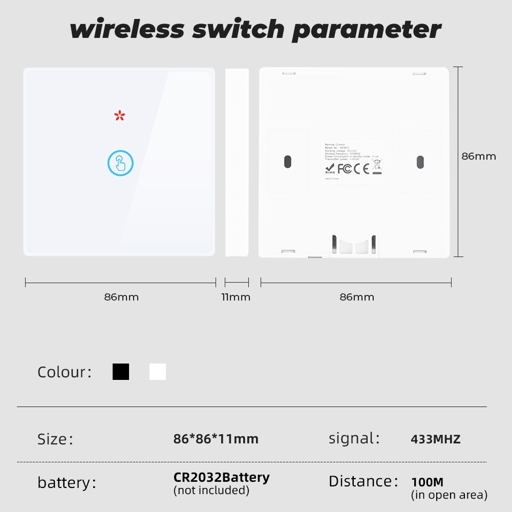 Công Tắc Điều Khiển Đèn Led Smatrul Thông Minh Không Dây Rf 433mhz 1 / 2 / 3gang