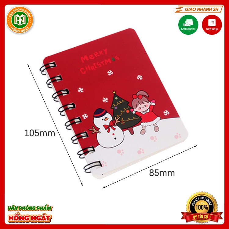 Sổ lò xo, sổ tay ghi chép cute chủ đề giáng sinh văn phòng phẩm đồ dùng học tập làm quà noel N020