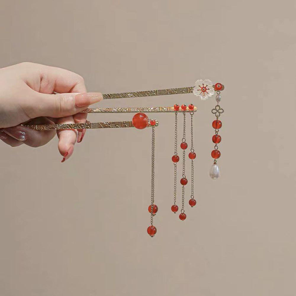 Trâm Cài Tóc Tua Rua Dài Bằng Kim Loại Hình Hoa Phong Cách Hanfu Cổ Điển Sáng Tạo Cho Nữ