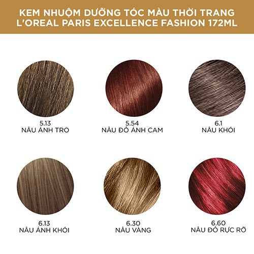 ✅ (CHÍNH HÃNG) Kem nhuộm dưỡng tóc màu thời trang L'Oreal Paris Excellence Fashion 172ml