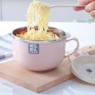 ☘️Cốc Mì Inox Có Nắp Hình Mặt Cười