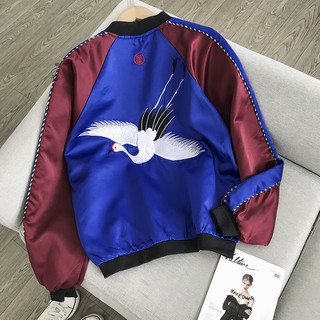 Áo khoác Bomber Thêu, Áo Bomber Thêu hình Hạc Cực Cá Tính 2 lớp (cho cả nam lẫn nữ)