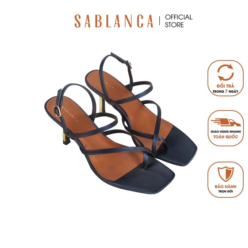 Sandal gót nhọn màu vàng quai mảnh SABLANCA SN0149