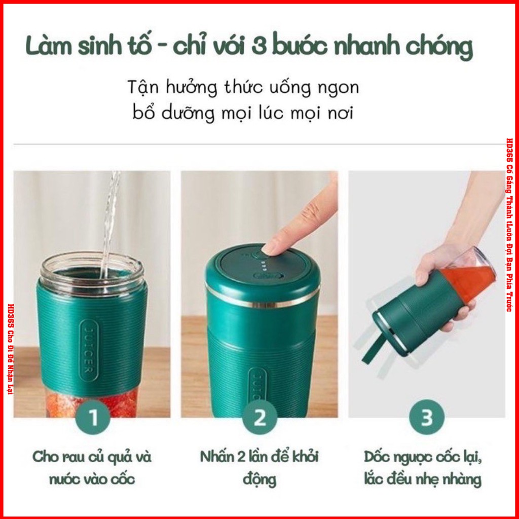 Máy Xay Sinh Tố Cầm Tay 6 Lưỡi Dao JIASHI Dung tích 300ml Pin 2600mah Tiện Dụng Mang Đi Làm Đi Học - HD365