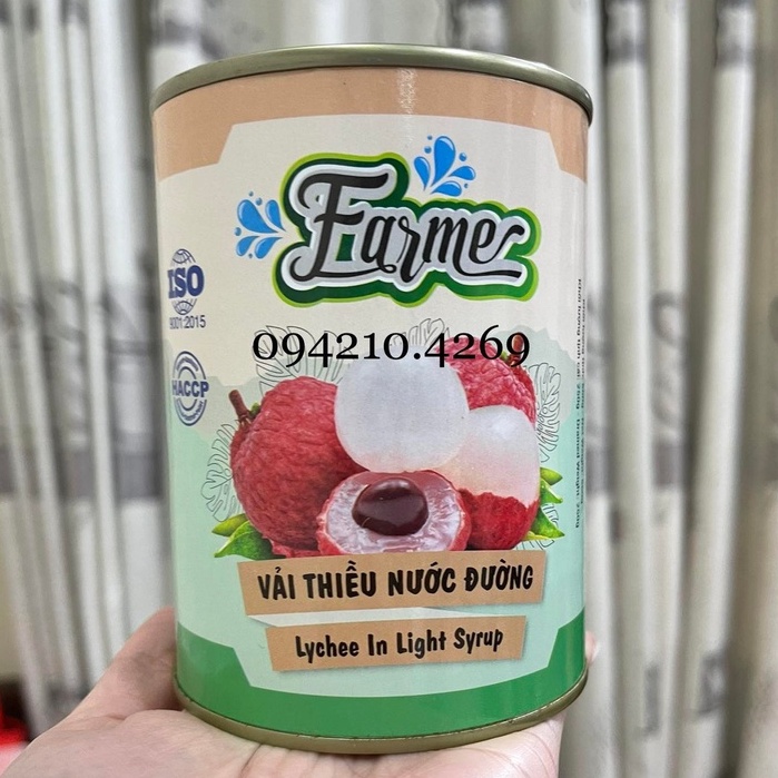 Vải Ngâm Nước Đường FARME hộp 565g