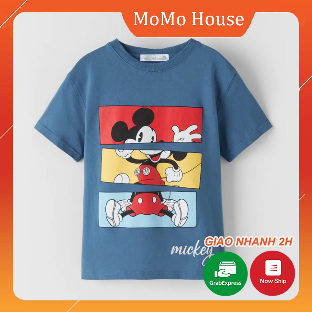 Áo Thun Bé Trai Mickey Mouse Xanh Dương