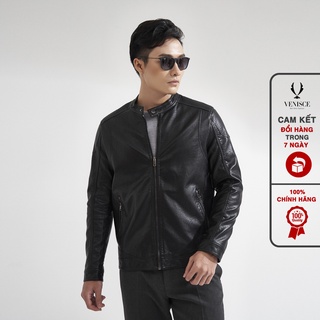 Áo khoác da nam cao cấp cổ trụ, chống nước, chống gió - áo da nam hàn quốc