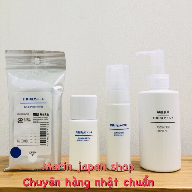 (Đủ bill,hàng chuẩn) Kem chống nắng Muji Nhật Bản dạng lotion dạng nước nhanh thấm với SPF50,PA++++ Sunscreen 30ml