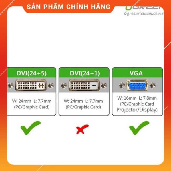 [CHÍNH HÃNG] Đầu chuyển đổi DVI 24+5 to VGA chính hãng Ugreen 20122 cao cấp bảo hành 18 tháng