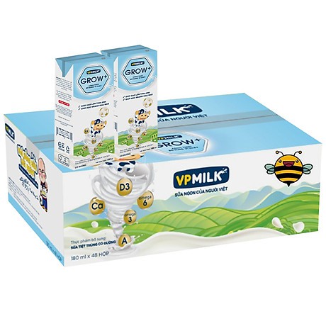 Thùng 48 hộp sữa tiệt trùng VPMilk Grow + 180ml