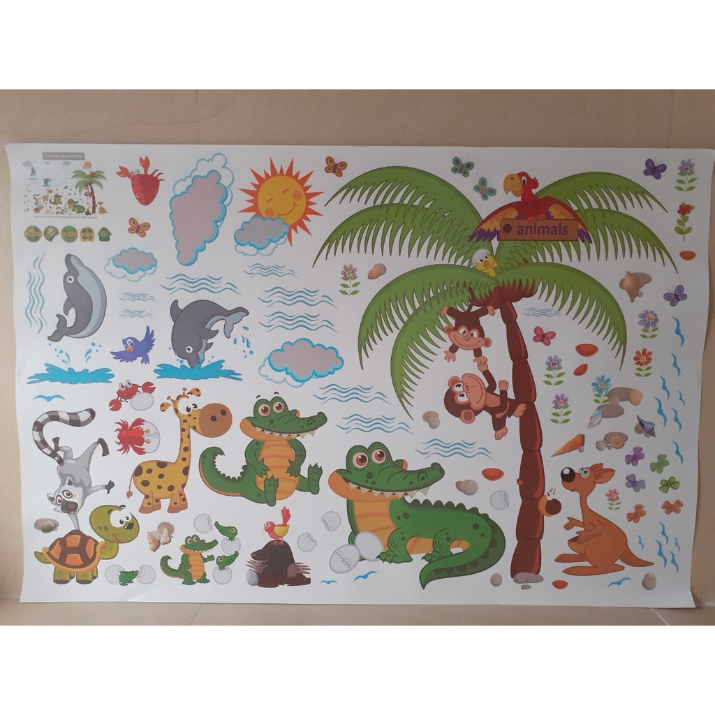 Decal dán tường những CHÚ CÁ SẤU VÀ BÃI BIỂN cho bé - Tranh dán tường
