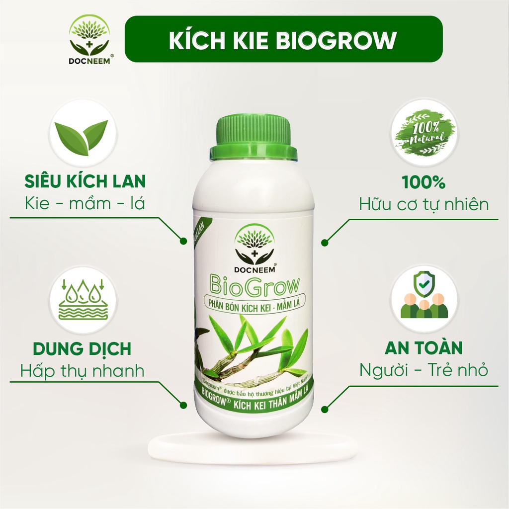 Phân bón hoa lan BIOGROW kích thân mầm lá, siêu kích kie lan, mầm to, cành khỏe, dung tích 500ml, chính hãng DOCNEEM