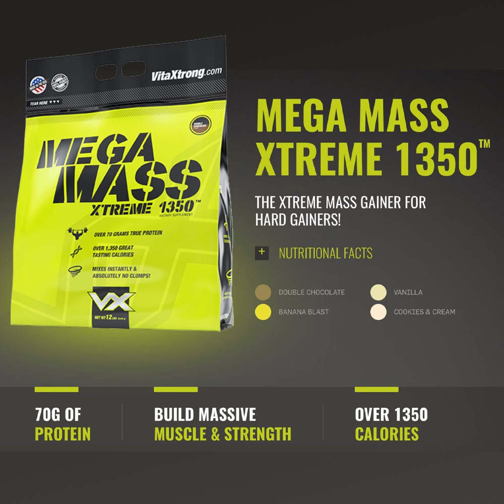 Mega Mass Extreme 1350 12lbs - Sữa tăng cân nhanh dành cho người gầy Mass VitaXtrong Mega Mass 5.6kg
