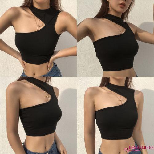 Áo CropTop Sát Nách Lệch Vai Phong Cách Châu Âu Dành Cho Nữ