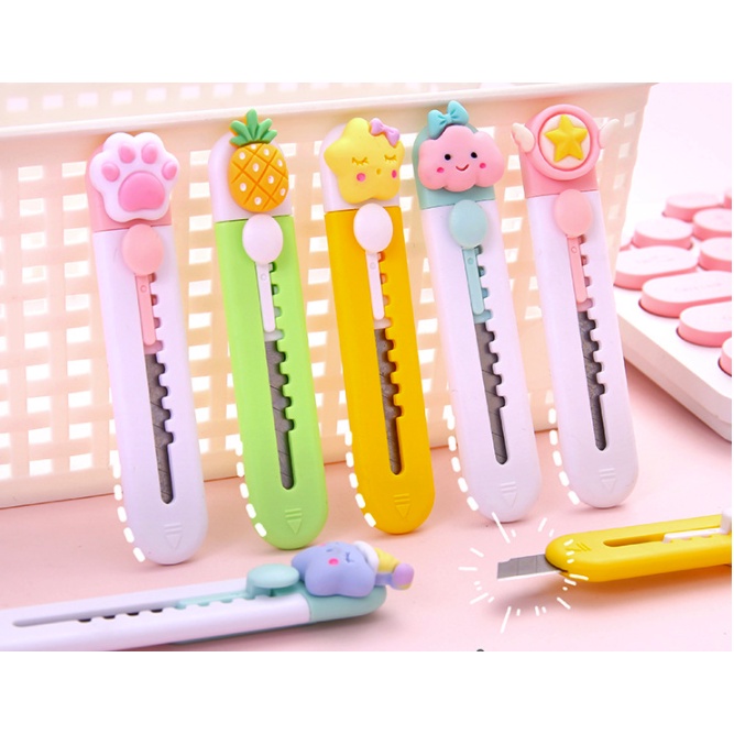 Dao rọc giấy mini thiết kế dễ thương hình ngôi sao, quả bơ, đám mây, quả dứa