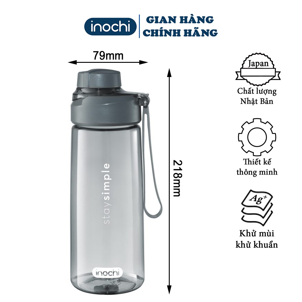 Bình nước inochi 💎SALE💎 thể thao tập gym nhựa nguyên sinh kháng khuẩn Ag+ cao cấp Kita Boost 670ml BIN670