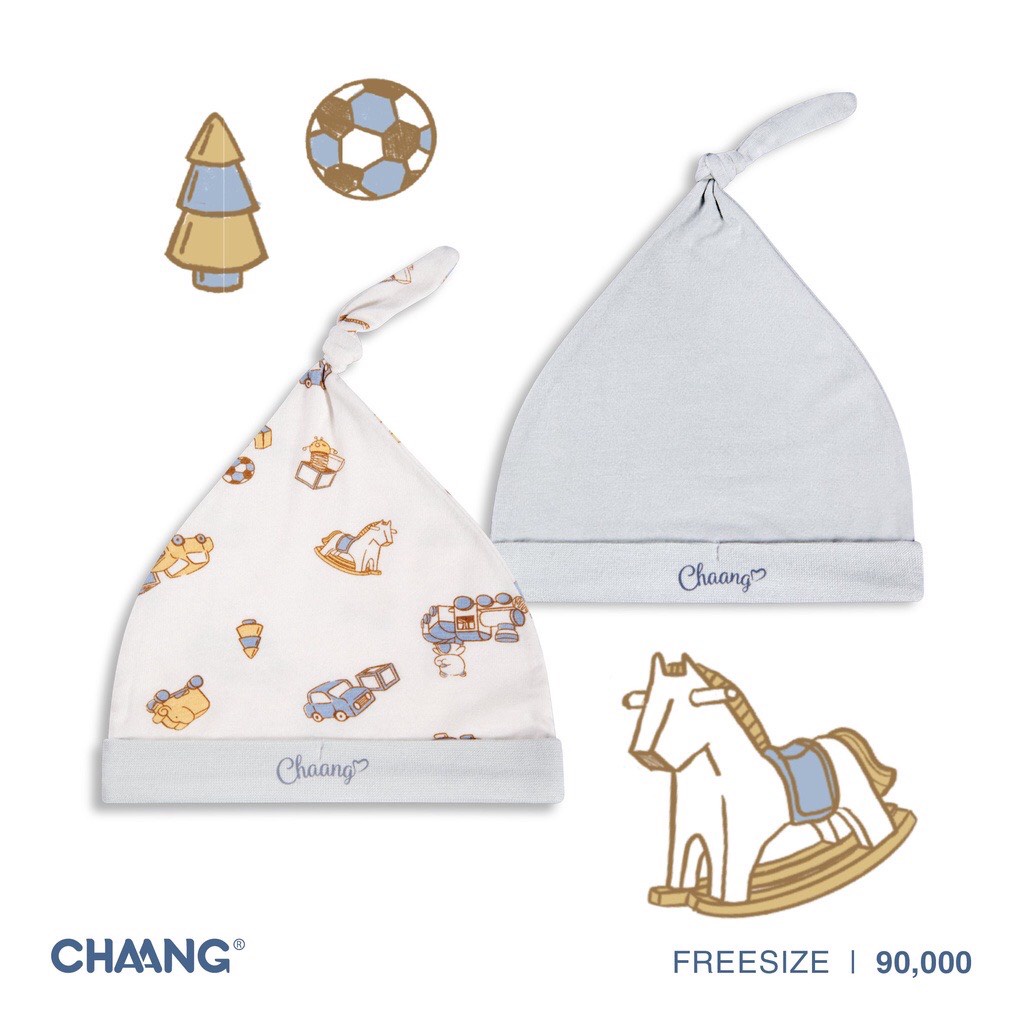 Chaang set 2 chiếc mũ thóp sơ sinh cho bé yêu chất cotton SS2022D06