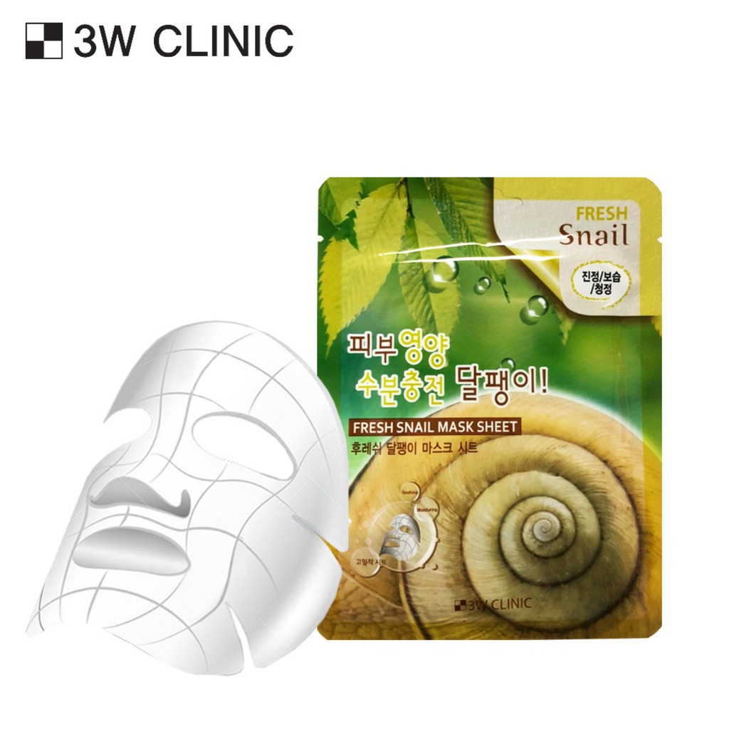 10 Mặt nạ chiết xuất từ dịch nhầy ốc sên 3W CLINIC FRESH SNAIL MASK SHEET