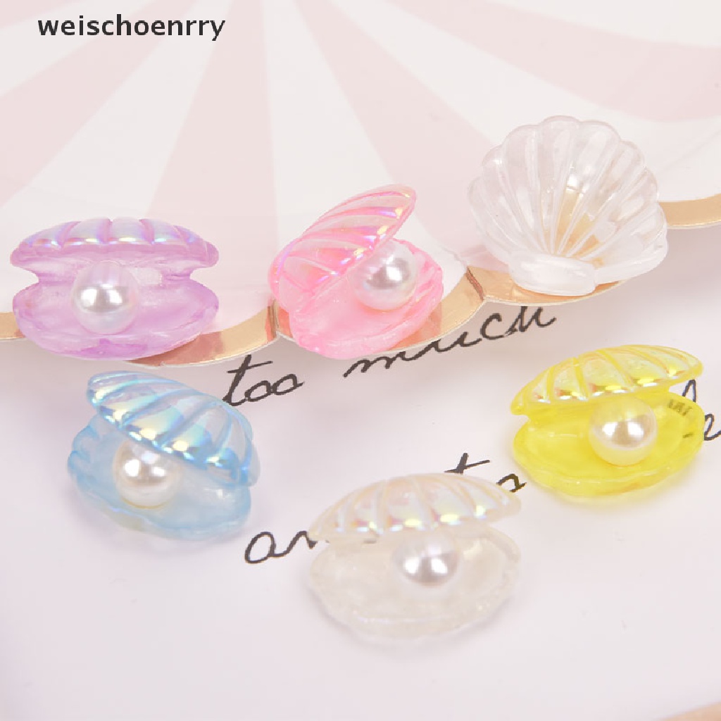 Set 5 Vỏ Ngọc Trai Bằng Nhựa Resin Dễ Thương Dùng Trang Trí DIY