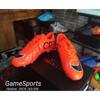 ] Giầy đá bóng đinh cao CR7 màu cam ( giầy bóng đá phủi để FG cổ thấp )