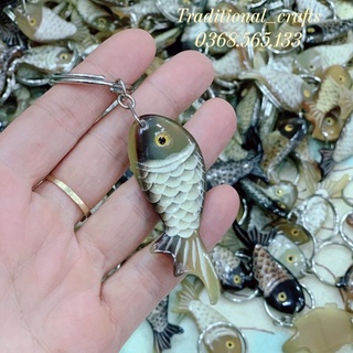 Móc treo chìa khoá bằng sừng hình cá/hình rùa xinh xắn