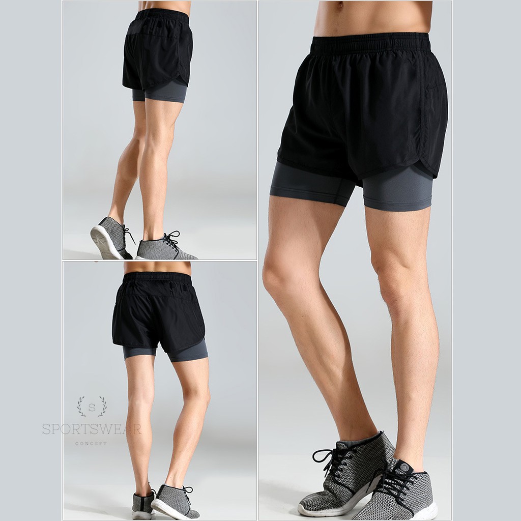 QUẦN TẬP GYM NAM FITNESS RUNNING 2 LỚP CAO CẤP SPORTSWEAR CONCEPT PHÙ HỢP NHIỀU MÔN THỂ THAO CO GIÃN VÀ KHÔ THOÁNG NHANH