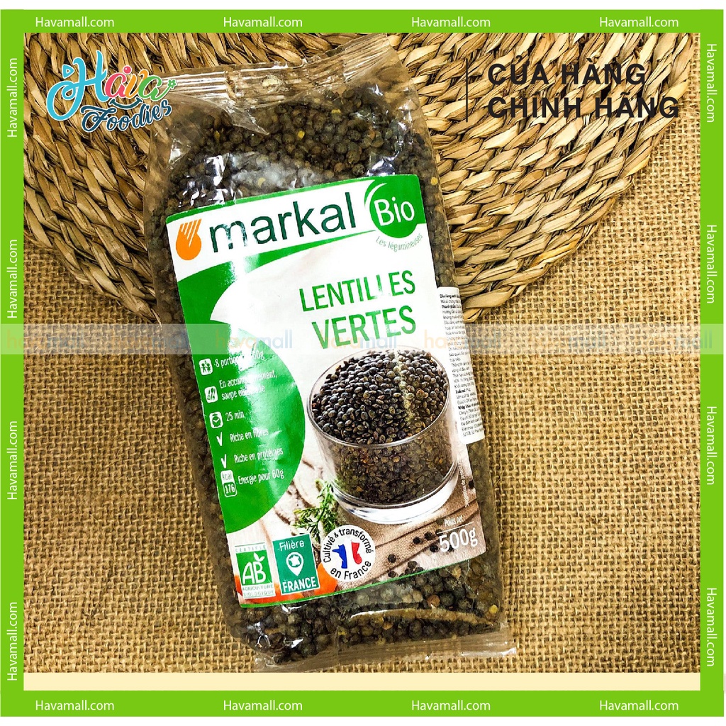 [HÀNG CHÍNH HÃNG] Đậu Lăng Xanh Nguyên Hạt Hữu Cơ Markal 500gr – Organic Lentilles Vertes