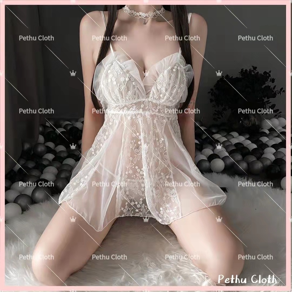 （Q1,HCM）Sexy Đồ NgủVáy Ngủ Nữ Gợi Cảm Lụa 2 Dây Sexy Dễ Thương Và Quần Lót Sẽy Không Kèm Mút Ngực---cho 45-65kg---019